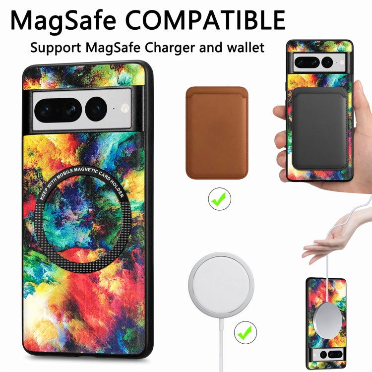 For Google Pixel 7 Pro Colored Drawing Leather Back Cover Magsafe Phone Case(Colorful Cloud) - Google Cases by buy2fix | Online Shopping UK | buy2fix