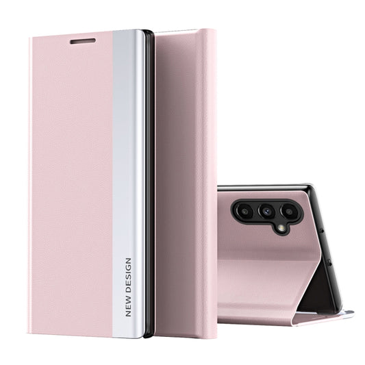 For Samsung Galaxy A14 5G Side Electroplated Magnetic Leather Phone Case(Pink) - Galaxy Phone Cases by buy2fix | Online Shopping UK | buy2fix