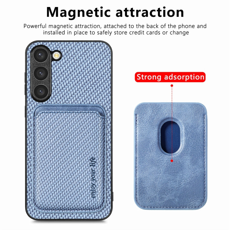 For Samsung Galaxy S23+ 5G Carbon Fiber Leather Card Magsafe Case(Blue) - Galaxy S23+ 5G Cases by buy2fix | Online Shopping UK | buy2fix