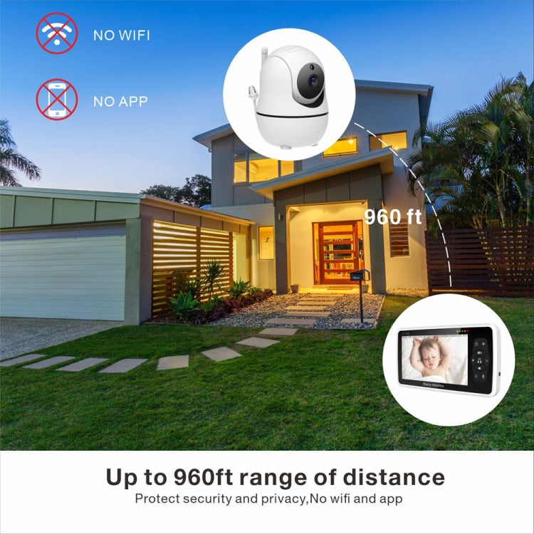 SM50 5 inch Baby Monitor 360-Degree Rotating Wireless Camera Night Vision Intercom Lullaby Monitor(EU Plug) - Security by buy2fix | Online Shopping UK | buy2fix