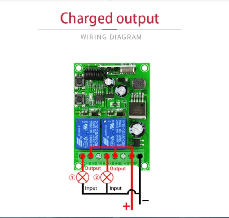 DC 12V 24V 48V Universal Electric Door RF Wireless Remote Control Relay Receiver Set - Consumer Electronics by buy2fix | Online Shopping UK | buy2fix