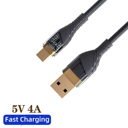 2pcs 4A USB to Type-C Transparent Fast Charging Data Cable, Length: 1m(Black) -  by buy2fix | Online Shopping UK | buy2fix