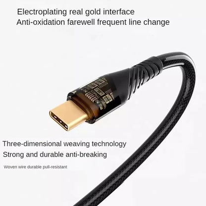 2pcs 4A USB to Type-C Transparent Fast Charging Data Cable, Length: 1m(Orange) -  by buy2fix | Online Shopping UK | buy2fix