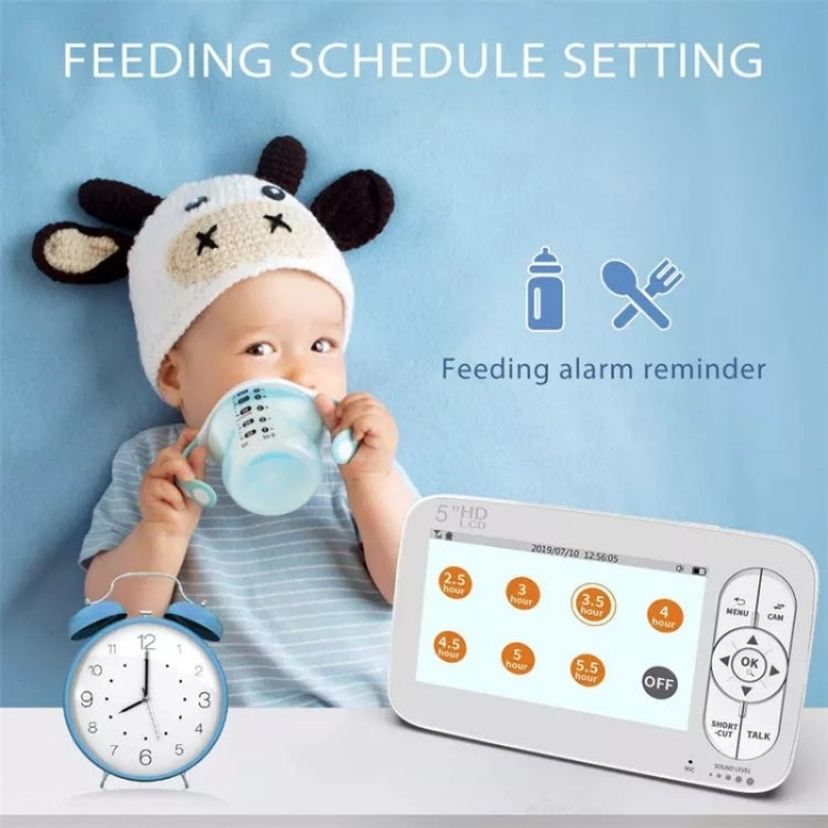 DY55A Built-in Lullabies Video Babyphone 5 inch Screen Digital Wireless Baby Monitor Camera(AU Plug) - Security by buy2fix | Online Shopping UK | buy2fix