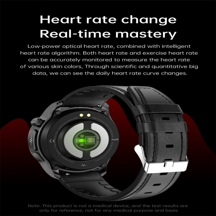 E420 1.39 inch Color Screen Smart Watch,Leather Strap,Support Heart Rate Monitoring / Blood Pressure Monitoring(Black) - Smart Wear by buy2fix | Online Shopping UK | buy2fix