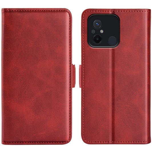 For Xiaomi Redmi 12C Dual-side Magnetic Buckle Horizontal Flip Leather Phone Case(Red) - Xiaomi Cases by buy2fix | Online Shopping UK | buy2fix