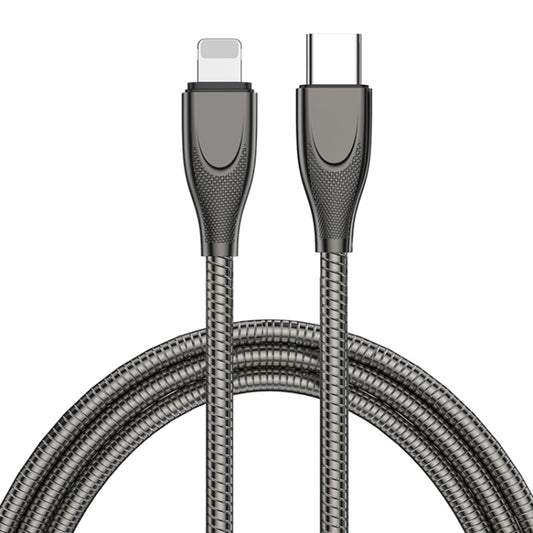 ENKAY ENK-CB128 PD 27W Type-C to 8 Pin Carbon Steel Hose Spring Fast Charging Data Cable, Length:1m(Black) - 2 in 1 Cable by ENKAY | Online Shopping UK | buy2fix