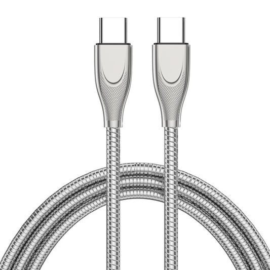 ENKAY ENK-CB129 PD 65W Type-C to Type-C Carbon Steel Hose Spring Fast Charging Data Cable, Length 1m(Silver) -  by ENKAY | Online Shopping UK | buy2fix