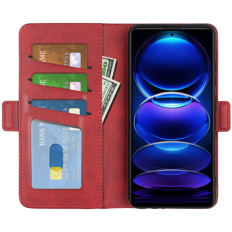 For Xiaomi Redmi Note 12 Pro 5G Global Dual-side Magnetic Buckle Horizontal Flip Leather Phone Case(Red) - Note 12 Pro Cases by buy2fix | Online Shopping UK | buy2fix