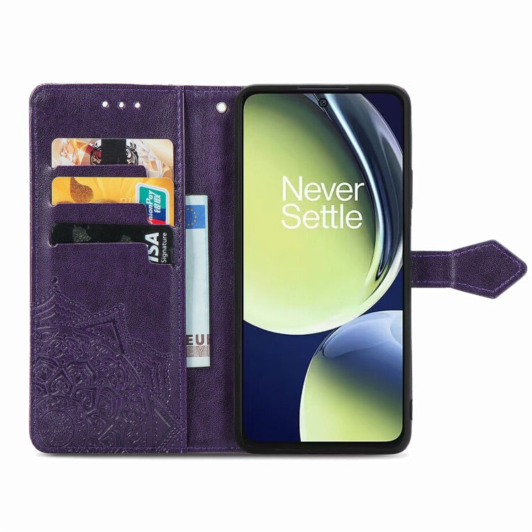 For OnePlus Nord CE 3 Lite Mandala Flower Embossed Leather Phone Case(Purple) - OnePlus Cases by buy2fix | Online Shopping UK | buy2fix