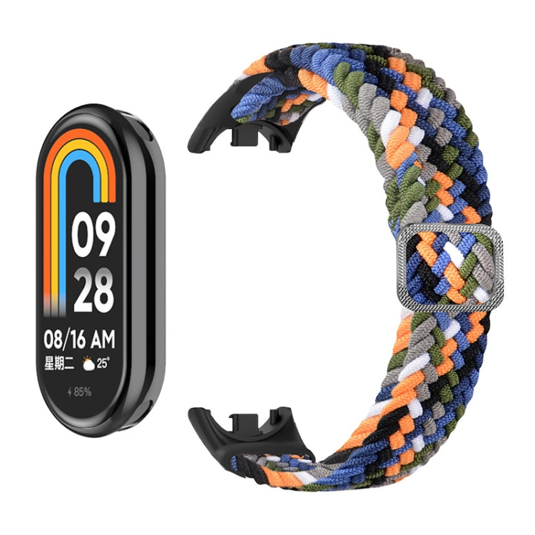 For Xiaomi Mi Band 8 ENKAY Hat-Prince 2 in 1 Set Full Coverage Screen Protector + Elastic Braided Nylon Watch Band(Colorful Blue) - Watch Bands by ENKAY | Online Shopping UK | buy2fix