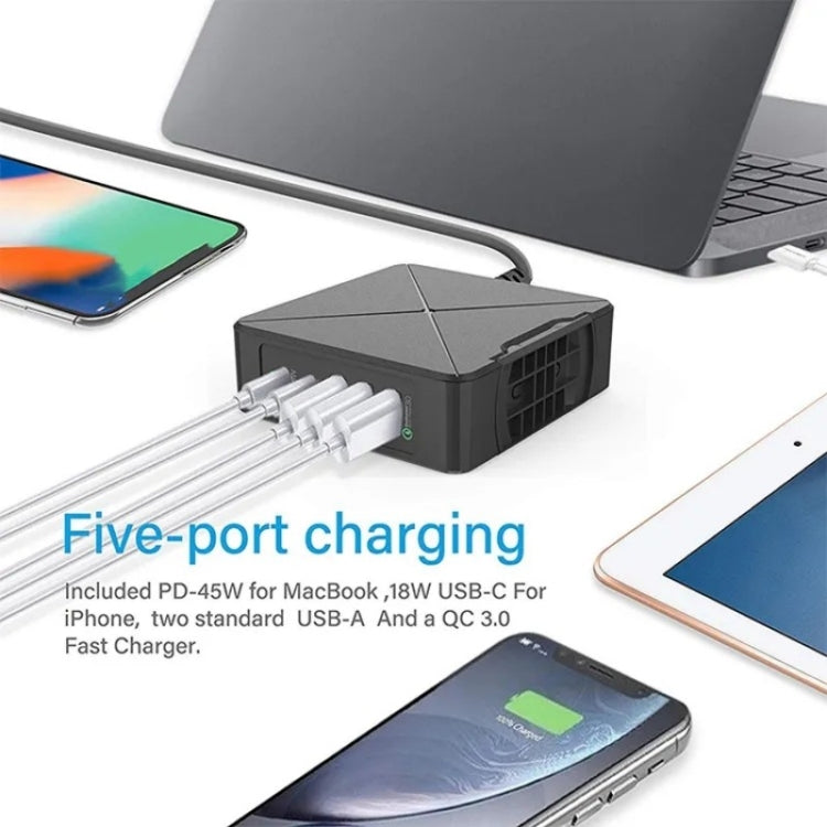 PD-75 Desktop PD Type-C USB QC 3.0 Fast Mobile Phone Charging Station Multifunctional Wireless Charger(UK Plug) - Multifunction Charger by buy2fix | Online Shopping UK | buy2fix