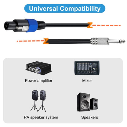 JUNSUNMAY Speakon Male to 6.35mm Male Audio Speaker Adapter Cable with Snap Lock, Length:10FT - Microphone Audio Cable & Connector by JUNSUNMAY | Online Shopping UK | buy2fix