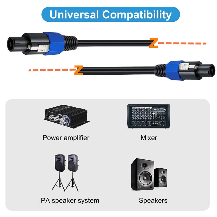 JUNSUNMAY Speakon Male to Speakon Male Audio Speaker Adapter Cable with Snap Lock, Length:25FT - Microphone Audio Cable & Connector by JUNSUNMAY | Online Shopping UK | buy2fix