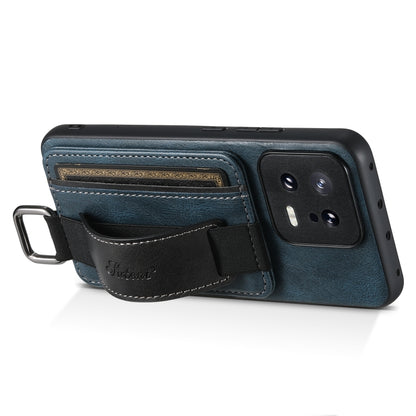 For Xiaomi 13 Suteni H13 Card Wallet Wrist Strap Holder PU Phone Case(Blue) - 13 Cases by Suteni | Online Shopping UK | buy2fix