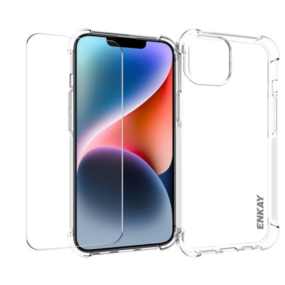 For iPhone 14 Plus ENKAY Transparent TPU Shockproof Phone Case with Glass Film - iPhone 14 Plus Cases by ENKAY | Online Shopping UK | buy2fix