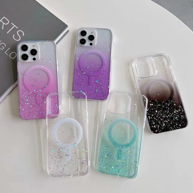 For iPhone 14 MagSafe Glitter Hybrid Clear TPU Phone Case(Purple) - iPhone 14 Cases by buy2fix | Online Shopping UK | buy2fix