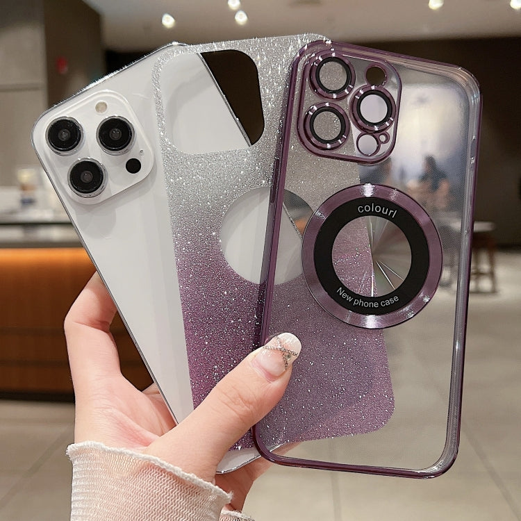 For iPhone 13 Pro Max MagSafe Gradient Glitter Electroplating TPU Phone Case(Purple) - iPhone 13 Pro Max Cases by buy2fix | Online Shopping UK | buy2fix