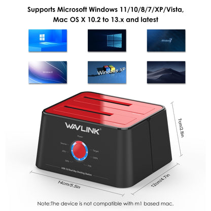 Wavlink ST334U SSD Dual Bay External Hard Drive Docking Station USB 3.0 to SATA I/II/III(EU Plug) - External Hard Drives by WAVLINK | Online Shopping UK | buy2fix