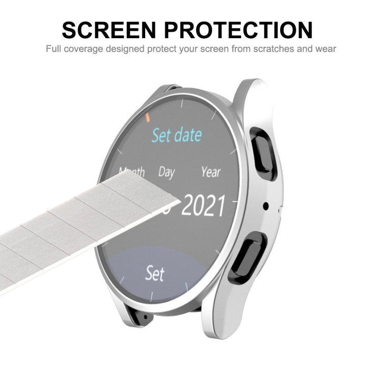 For Samsung Galaxy Watch6 40mm ENKAY Hat-Prince Full Coverage Electroplated Soft TPU Case with Screen Protection(Silver) - Watch Cases by ENKAY | Online Shopping UK | buy2fix