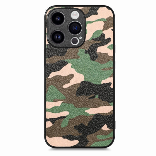 For iPhone 15 Pro Max Retro Camouflage Leather Back Phone Case(Green) - iPhone 15 Pro Max Cases by buy2fix | Online Shopping UK | buy2fix