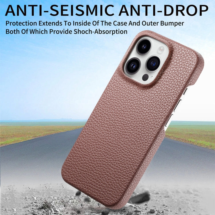 For iPhone 15 Pro Max Litchi Oil Edge Leather Back Phone Case(Jujube Apricot) - iPhone 15 Pro Max Cases by buy2fix | Online Shopping UK | buy2fix