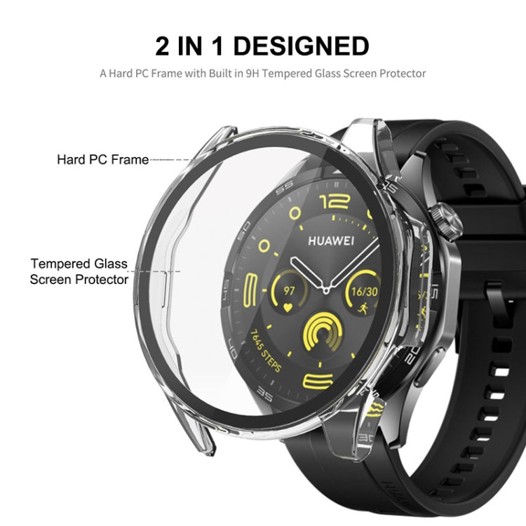 For Huawei Watch GT 4 46mm ENKAY Hat-Prince Full Coverage PC + Tempered Film Integrated Watch Protective Case(Black) - Watch Cases by ENKAY | Online Shopping UK | buy2fix