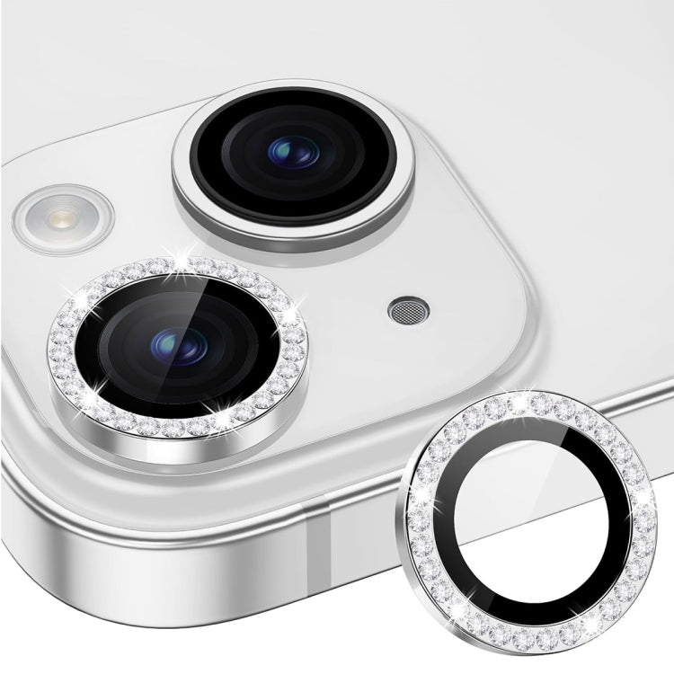 For iPhone 14 / 14 Plus ENKAY AR Anti-reflection Individual Diamond Ring Camera Lens Glass Full Film(Silver) - iPhone 14 Tempered Glass by ENKAY | Online Shopping UK | buy2fix