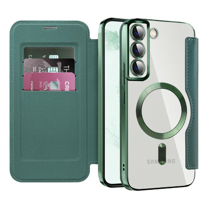 For Samsung Galaxy S22 5G MagSafe Magnetic RFID Anti-theft Leather Phone Case(Green) - Galaxy S22+ 5G Cases by buy2fix | Online Shopping UK | buy2fix