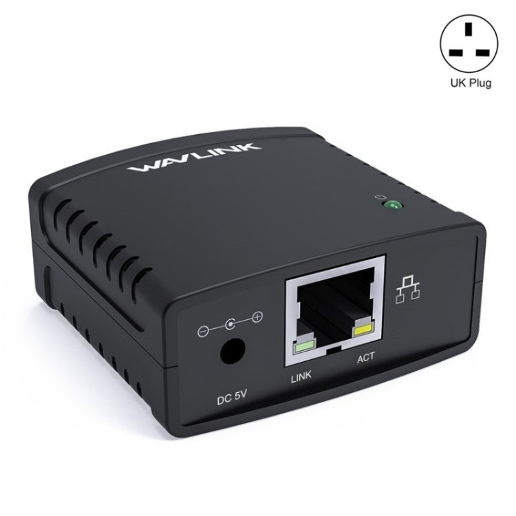 WAVLINK NU72P11 100Mbps Network Print Server USB 2.0 Network Printer Power Adapter(UK Plug) - Printer Accessories by WAVLINK | Online Shopping UK | buy2fix