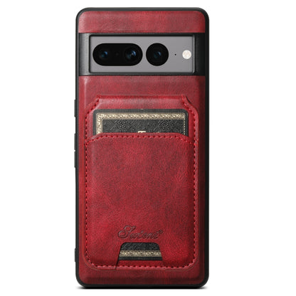 For Google Pixel 7 Pro Suteni H15 Oil Eax Leather Detachable Wallet Back Phone Case(Red) - Google Cases by Suteni | Online Shopping UK | buy2fix