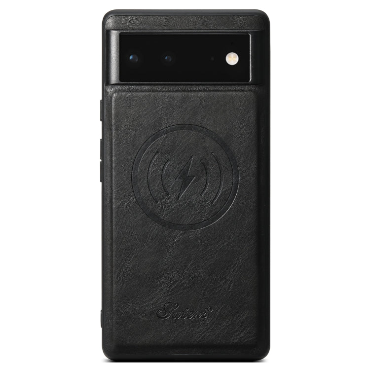 For Google Pixel 6 Suteni H15 Oil Eax Leather Detachable Wallet Back Phone Case(Black) - Google Cases by Suteni | Online Shopping UK | buy2fix