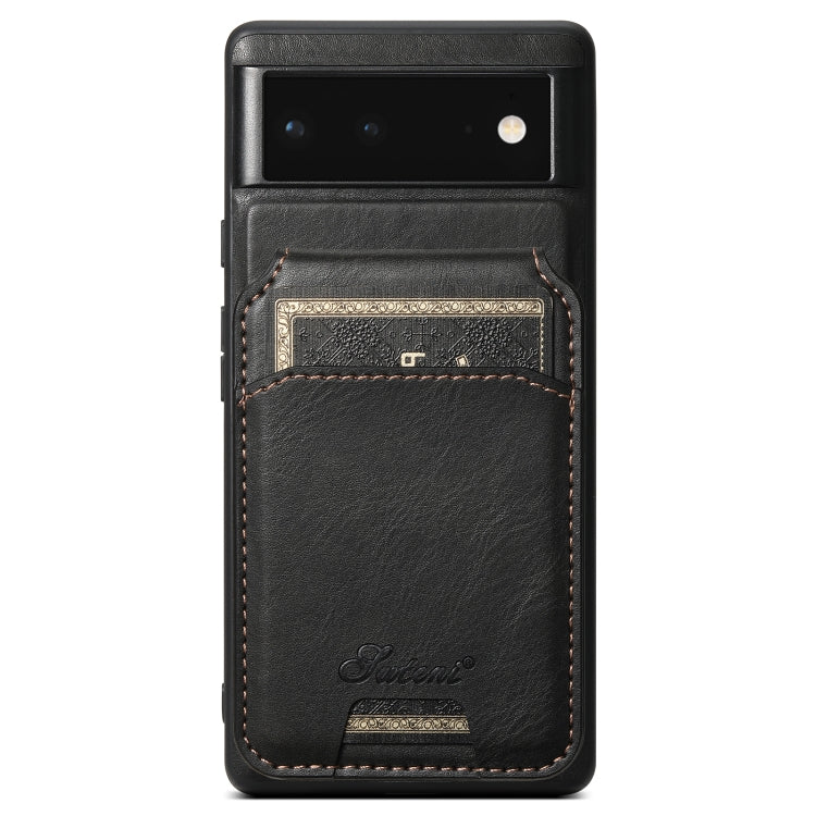 For Google Pixel 6 Suteni H15 Oil Eax Leather Detachable Wallet Back Phone Case(Black) - Google Cases by Suteni | Online Shopping UK | buy2fix