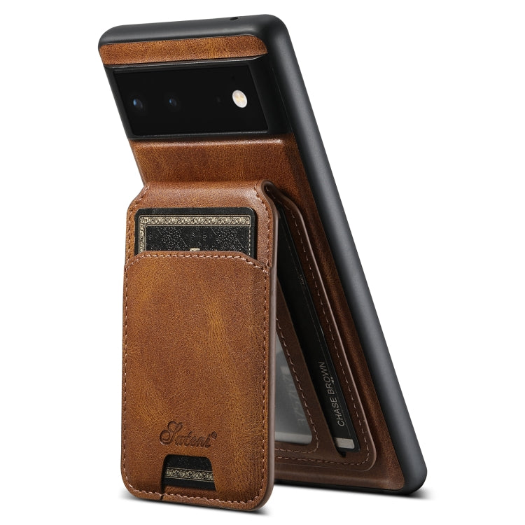 For Google Pixel 6 Suteni H15 Oil Eax Leather Detachable Wallet Back Phone Case(Black) - Google Cases by Suteni | Online Shopping UK | buy2fix