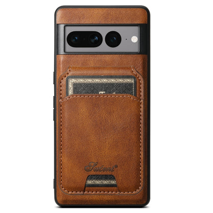 For Google Pixel 8a Suteni H15 Oil Eax Leather Detachable Wallet Back Phone Case(Brown) - Google Cases by Suteni | Online Shopping UK | buy2fix