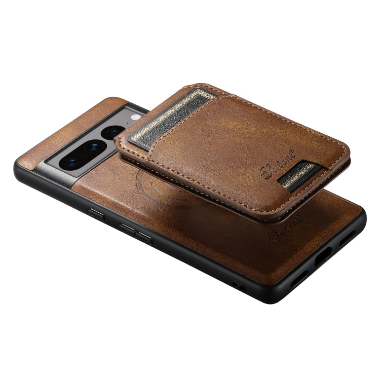 For Google Pixel 8a Suteni H15 Oil Eax Leather MagSafe Detachable Wallet Back Phone Case(Brown) - Google Cases by Suteni | Online Shopping UK | buy2fix