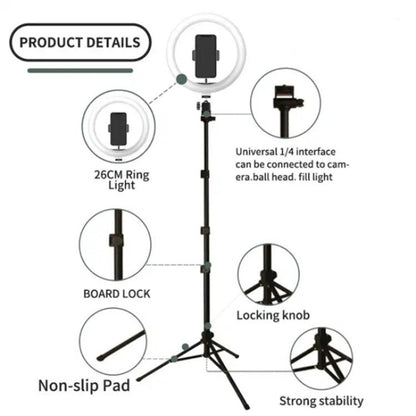 JMARY FM-536A 10 inch Ring Live Fill Light Streaming Stand Beauty Light Set - Ring Light by Jmary | Online Shopping UK | buy2fix