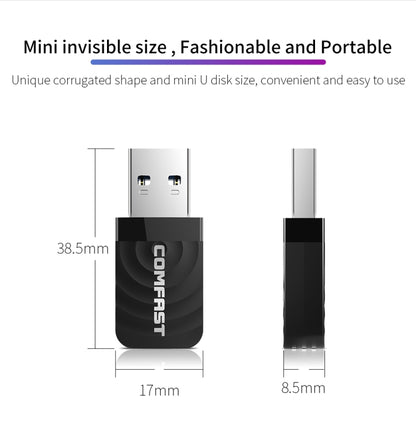 COMFAST CF-812AC 1300 Mbps Dual Band Mini USB WiFi Adapter - USB Network Adapter by COMFAST | Online Shopping UK | buy2fix