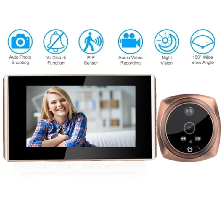 4.3 inch LCD Color Screen Digital Doorbell Door Eye Doorbell Electronic Peephole Door Camera Viewer(Gold) - Security by buy2fix | Online Shopping UK | buy2fix