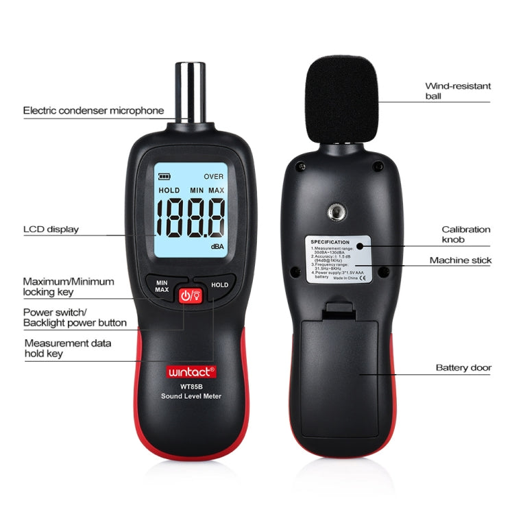 WT85B Sound Level Meter Digital Decibel Meter Digital Noise Meter Environmental Noise Tester - Light & Sound Meter by Wintact | Online Shopping UK | buy2fix