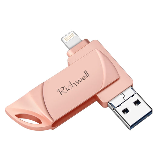 Richwell  DXZ128 USB Flash Disk 128G 3 in 1 Micro USB + 8 Pin + USB 3.0 Compatible IPhone & IOS(Rose Gold) - U Disk & Card Reader by Richwell | Online Shopping UK | buy2fix