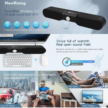 New Rixing NR4017 Portable 10W Stereo Surround Soundbar Bluetooth Speaker with Microphone(Music Melody) - Desktop Speaker by NewRixing | Online Shopping UK | buy2fix