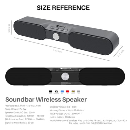 New Rixing NR4017 Portable 10W Stereo Surround Soundbar Bluetooth Speaker with Microphone(Music Melody) - Desktop Speaker by NewRixing | Online Shopping UK | buy2fix