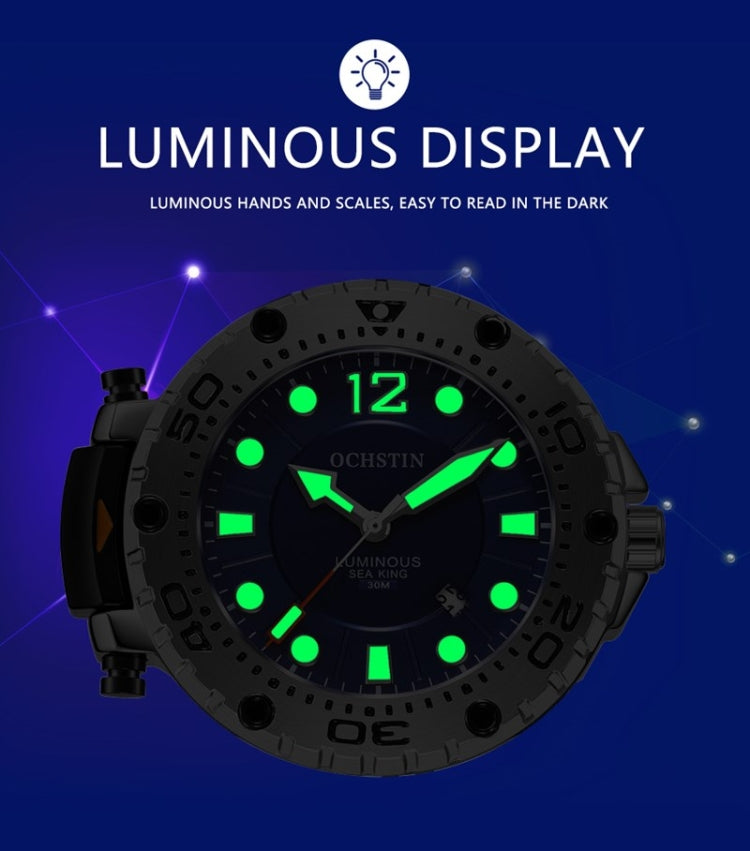 OCHSTIN 6124  Night Light Waterproof Men Watch Outdoor Sports Quartz Watch Silicone Watch(Blue) - Sport Watches by OCHSTIN | Online Shopping UK | buy2fix