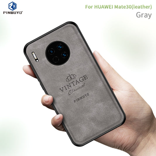 For Huawei Mate 30 5G (Leather) PINWUYO Zun Series PC + TPU + Skin Waterproof Anti-fall All-inclusive Protective Case(Gray) - Huawei Cases by PINWUYO | Online Shopping UK | buy2fix