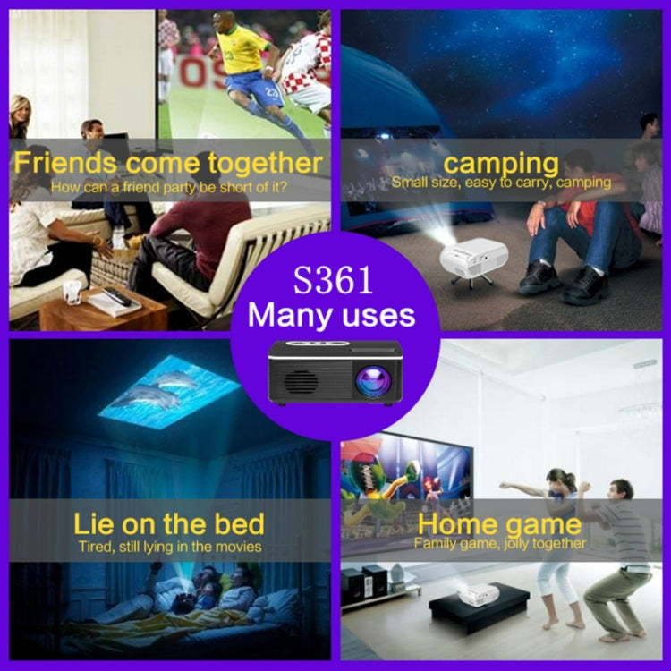 S361 80 lumens 320 x 240 Pixel Portable Mini Projector, Support 1080P, EU Plug(Black) - Consumer Electronics by buy2fix | Online Shopping UK | buy2fix