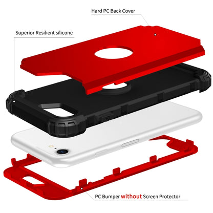 For iPhone SE 2022 / SE 2020 Silicone + PC Three-piece Anti-drop Mobile Phone Protection Back Cover(Red) - Apple Accessories by buy2fix | Online Shopping UK | buy2fix