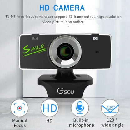 Gsou B18S HD Webcam Built-in Microphone Smart Web Camera USB Streaming Live Camera With Noise Cancellation - HD Camera by Gsou | Online Shopping UK | buy2fix