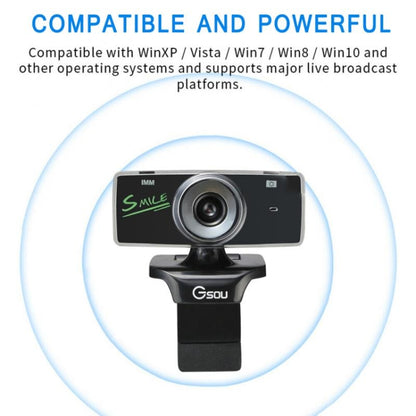 Gsou B18S HD Webcam Built-in Microphone Smart Web Camera USB Streaming Live Camera With Noise Cancellation - HD Camera by Gsou | Online Shopping UK | buy2fix