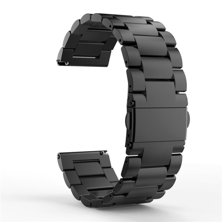 22mm For Huawei Watch GT2e GT2 46mm Three Flat Buckle Stainless Steel Watch Band(Black) - Smart Wear by buy2fix | Online Shopping UK | buy2fix